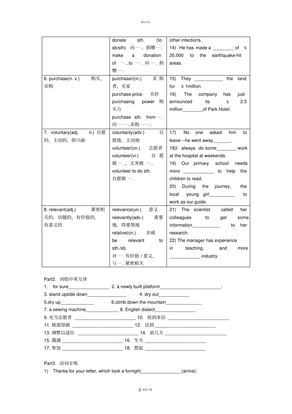 新课标选修七-Unit-Sharing词汇复习练习_第2页