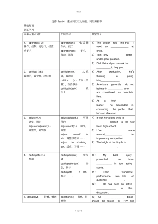 新课标选修七-Unit-Sharing词汇复习练习