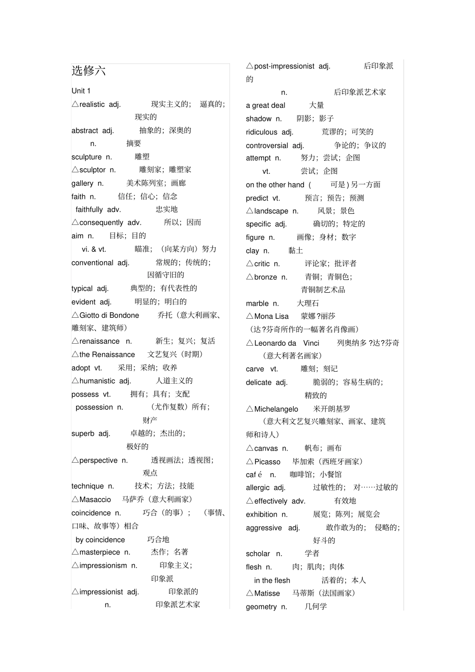 新课标高中英语选修六单词_第1页