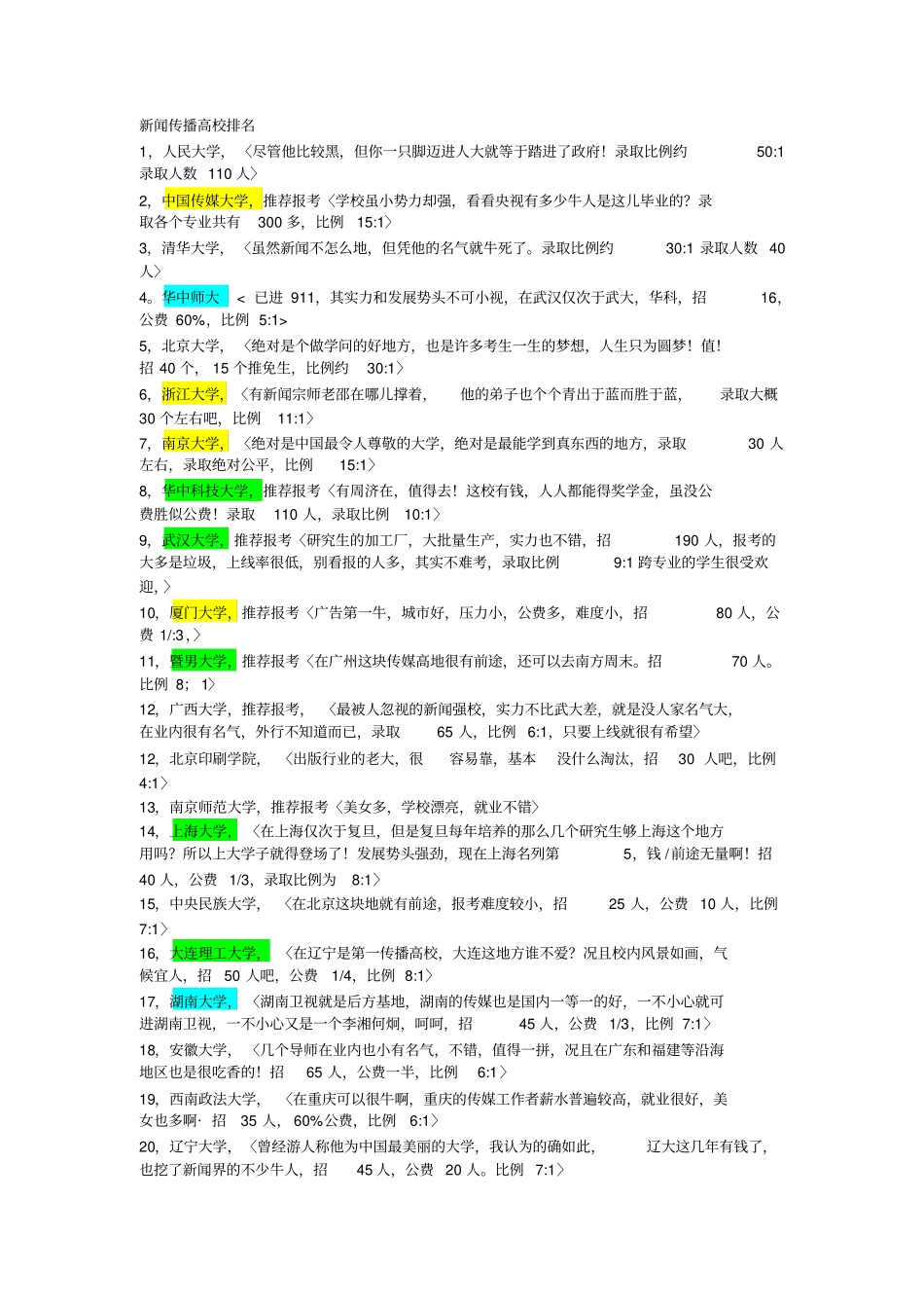 新闻传播学研究生院校全国排名最新_第1页