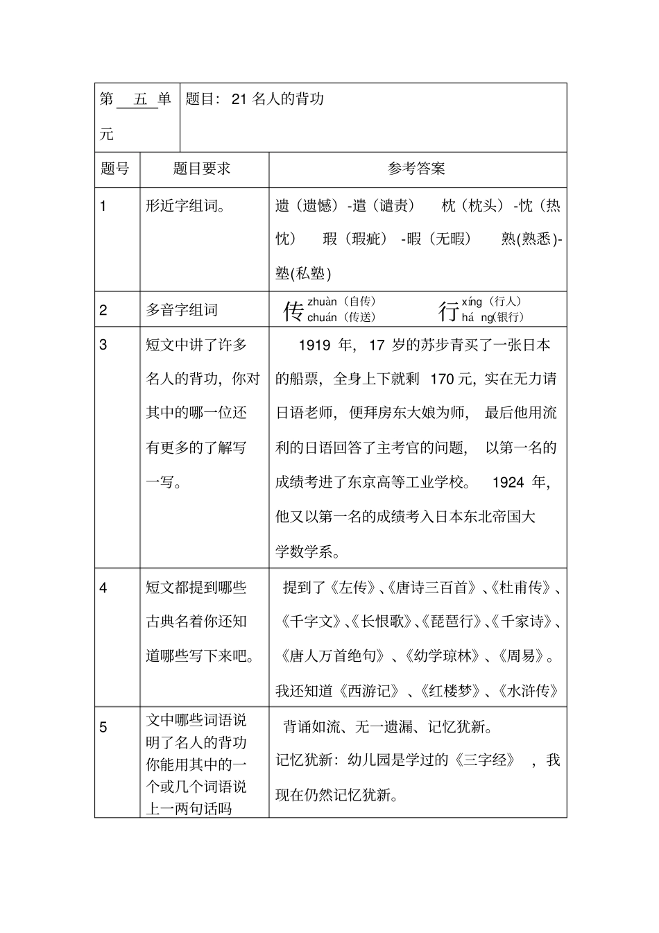 新阅读参考答案表格_第3页