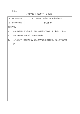 施工作业指导书差异化分析表