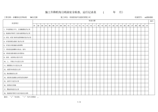 施工升降机日常运行检查记录表