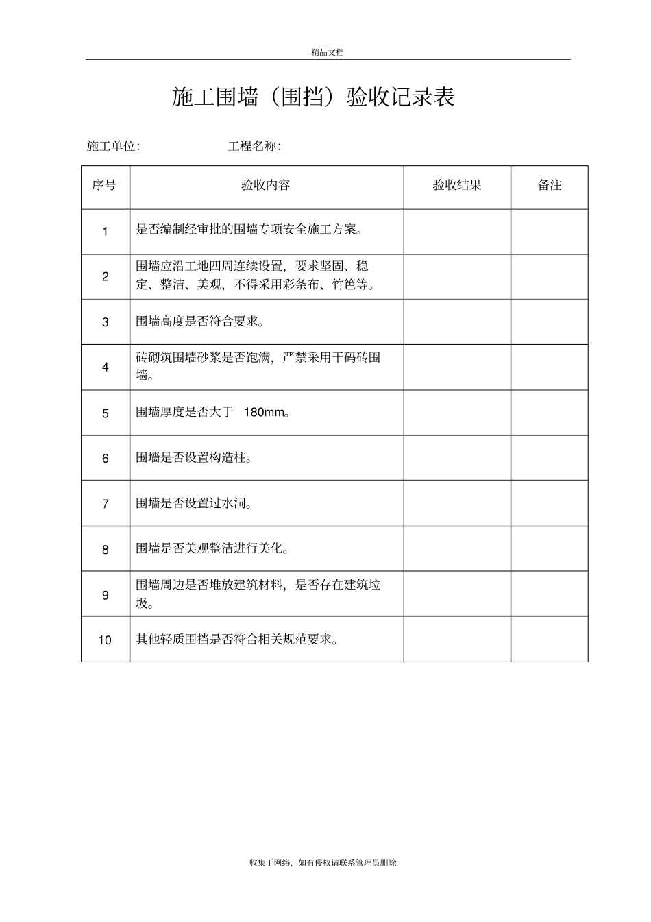 施工围墙围挡验收记录表教学文案_第3页