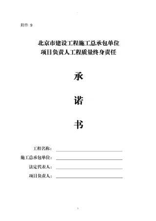 施工总承包单位项目负责人承诺书