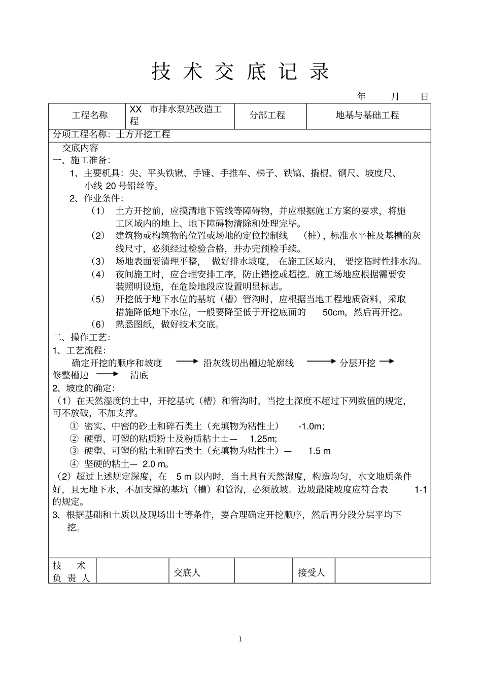 施工技术交底政泵站施工用_第1页