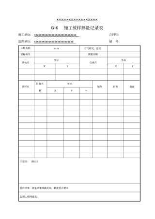 施工放样测量记录表模板