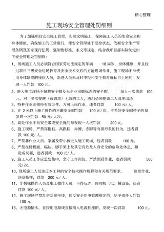 施工现场安全处罚条例最