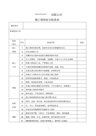 施工现场安全检查表