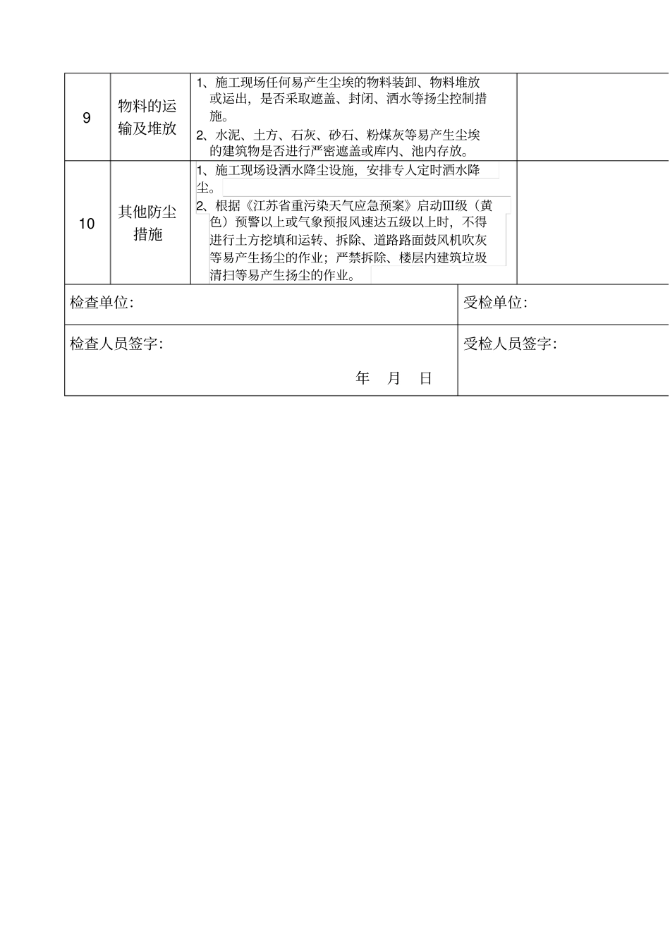 施工现场扬尘控制检查记录表_第2页
