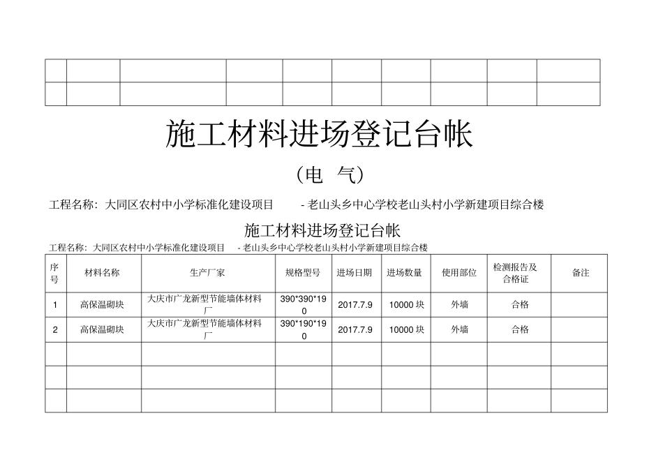 施工现场材料进场登记台帐_第2页
