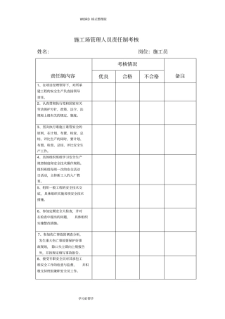 施工现场管理人员责任制考核