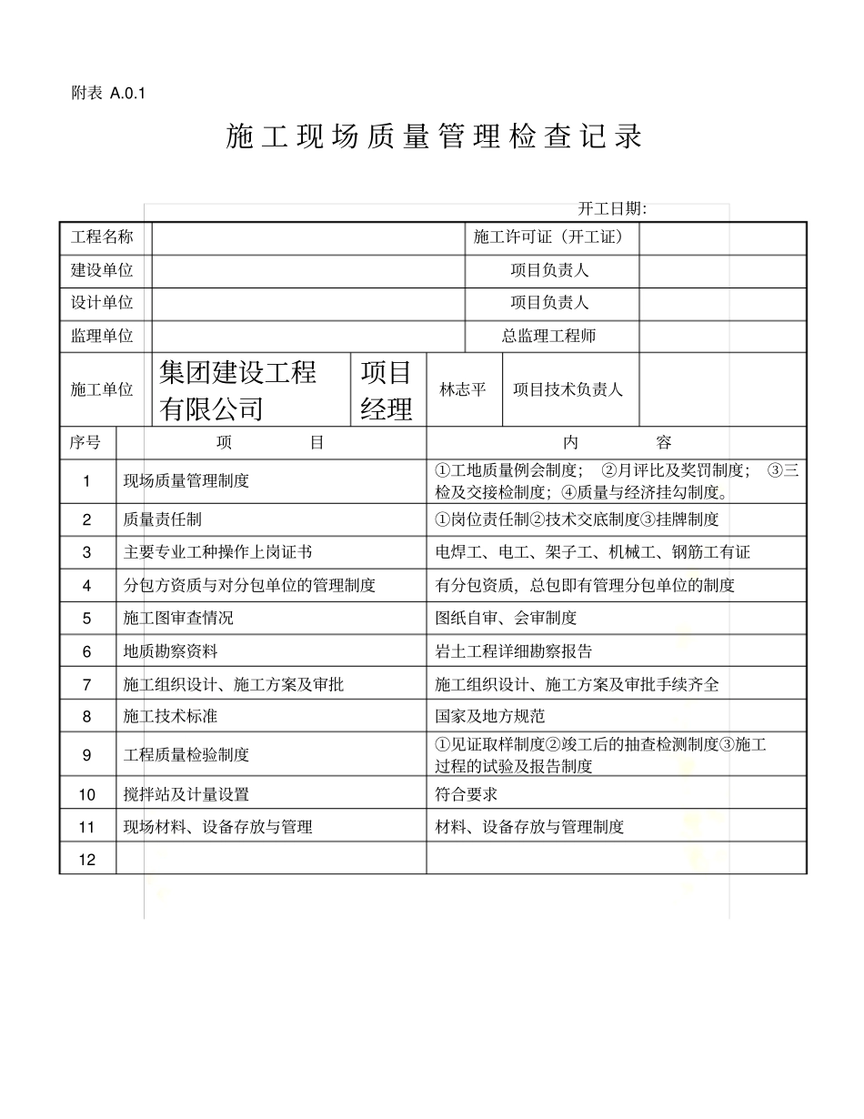 施工现场质量管理检查记录表_第2页
