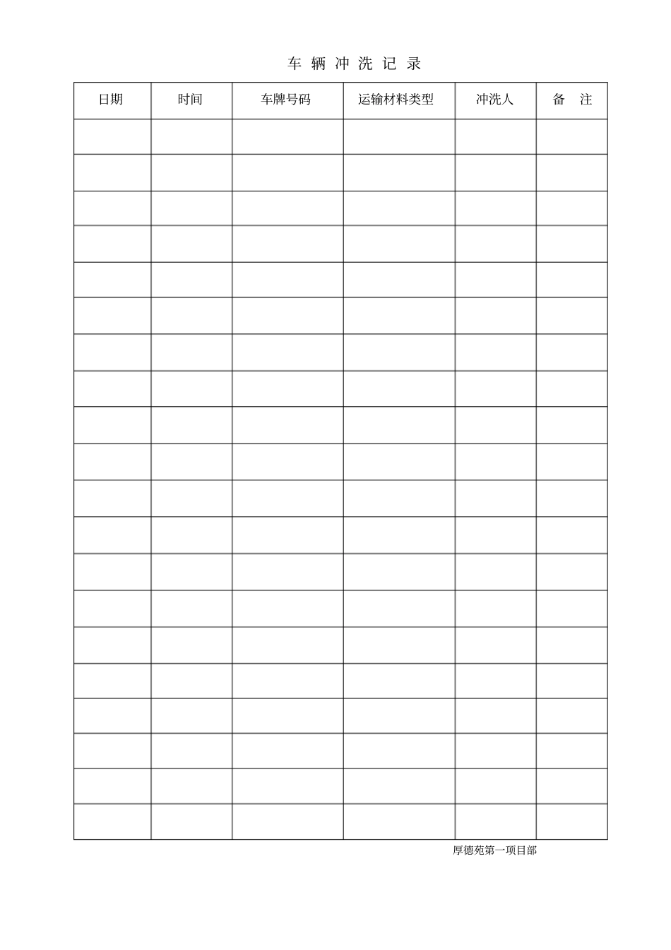 施工现场车辆冲洗记录表_第1页