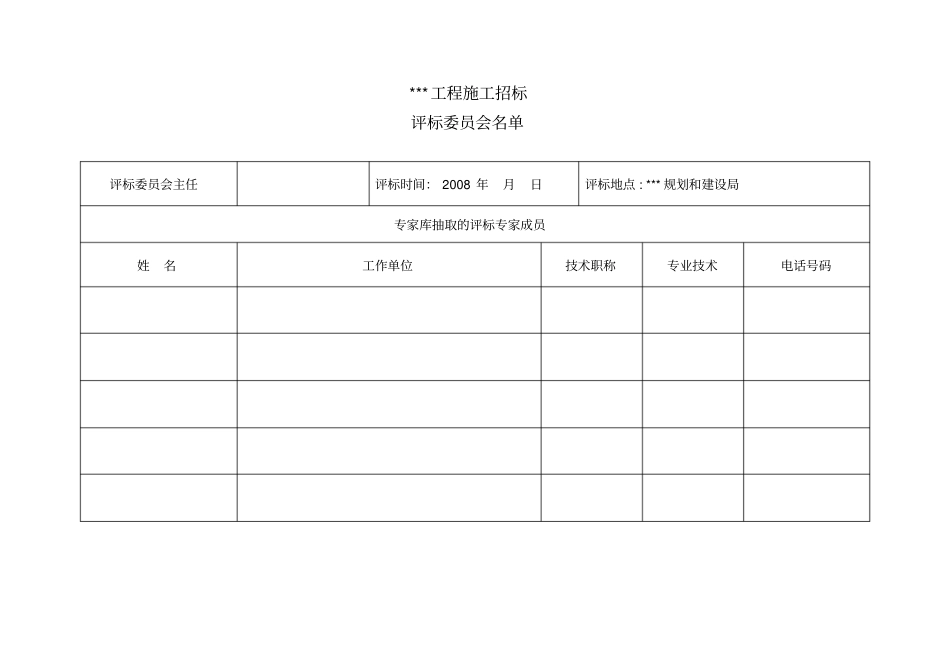 施工用招标开标记录表整套表最低价法资料_第1页