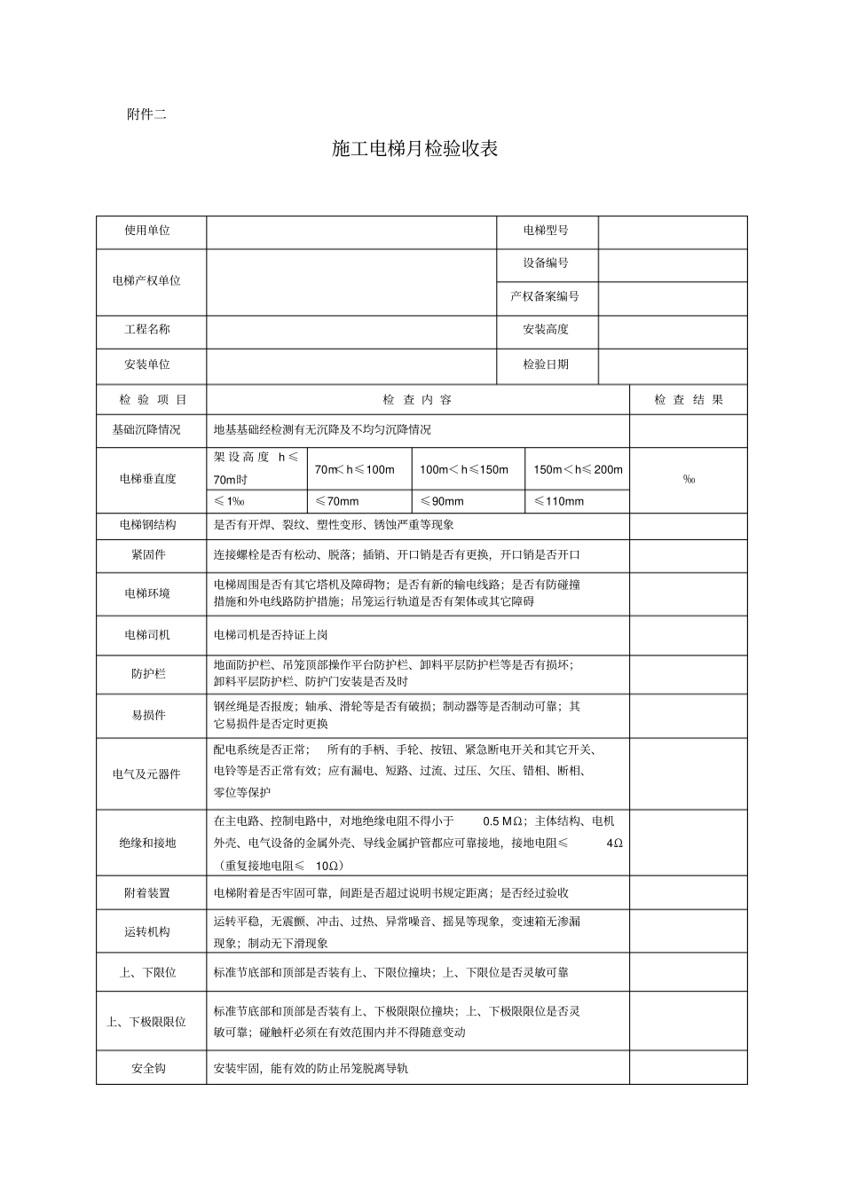 施工电梯验收表简介_第2页