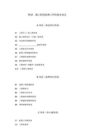 施工阶段监理工作的基本表式监理表格汇总