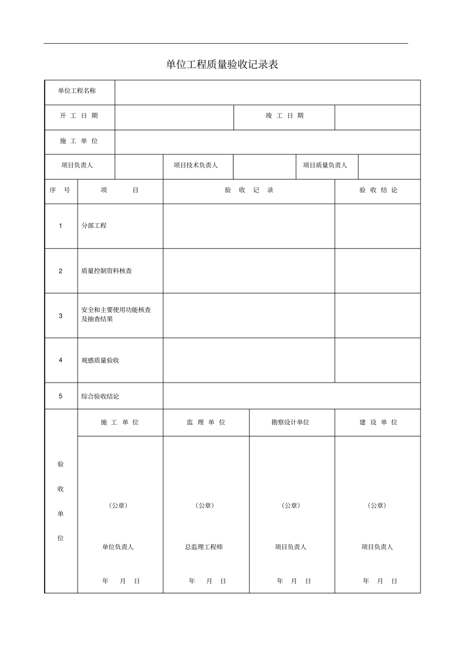 施工项目单位分部分项表格大全_第3页