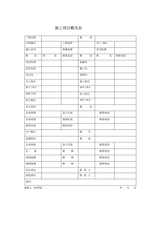 施工项目概况表