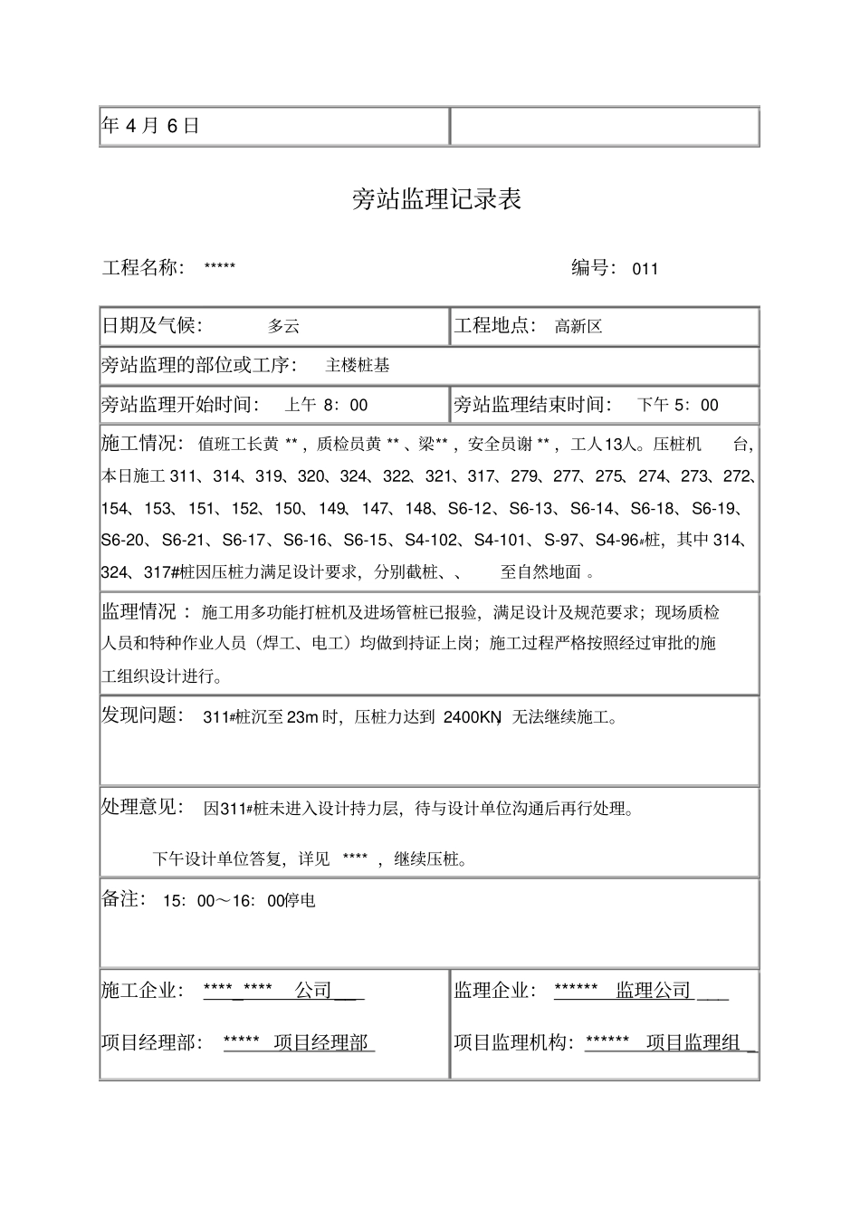 旁站监理记录表填写范例_第2页