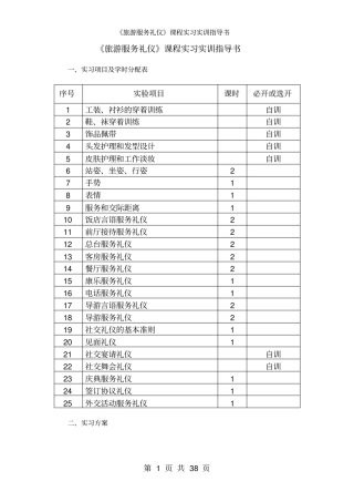旅游专业实训指导书--旅游服务礼仪