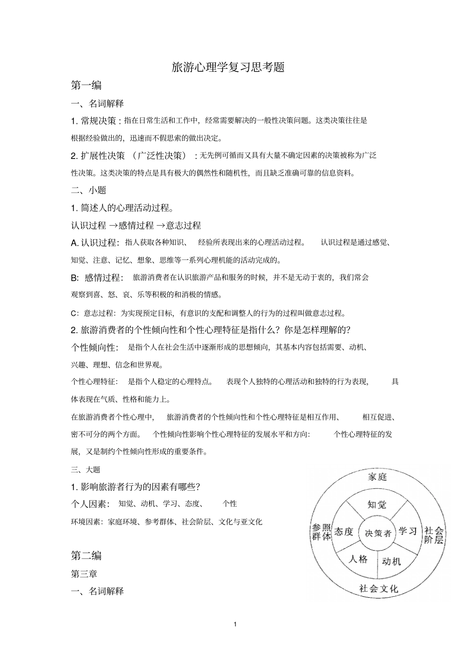 旅游心理学复习思考题完整_第1页