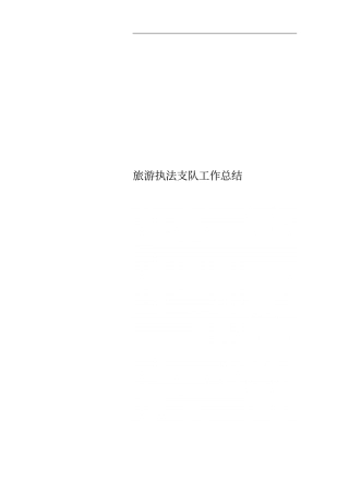 旅游执法支队工作总结
