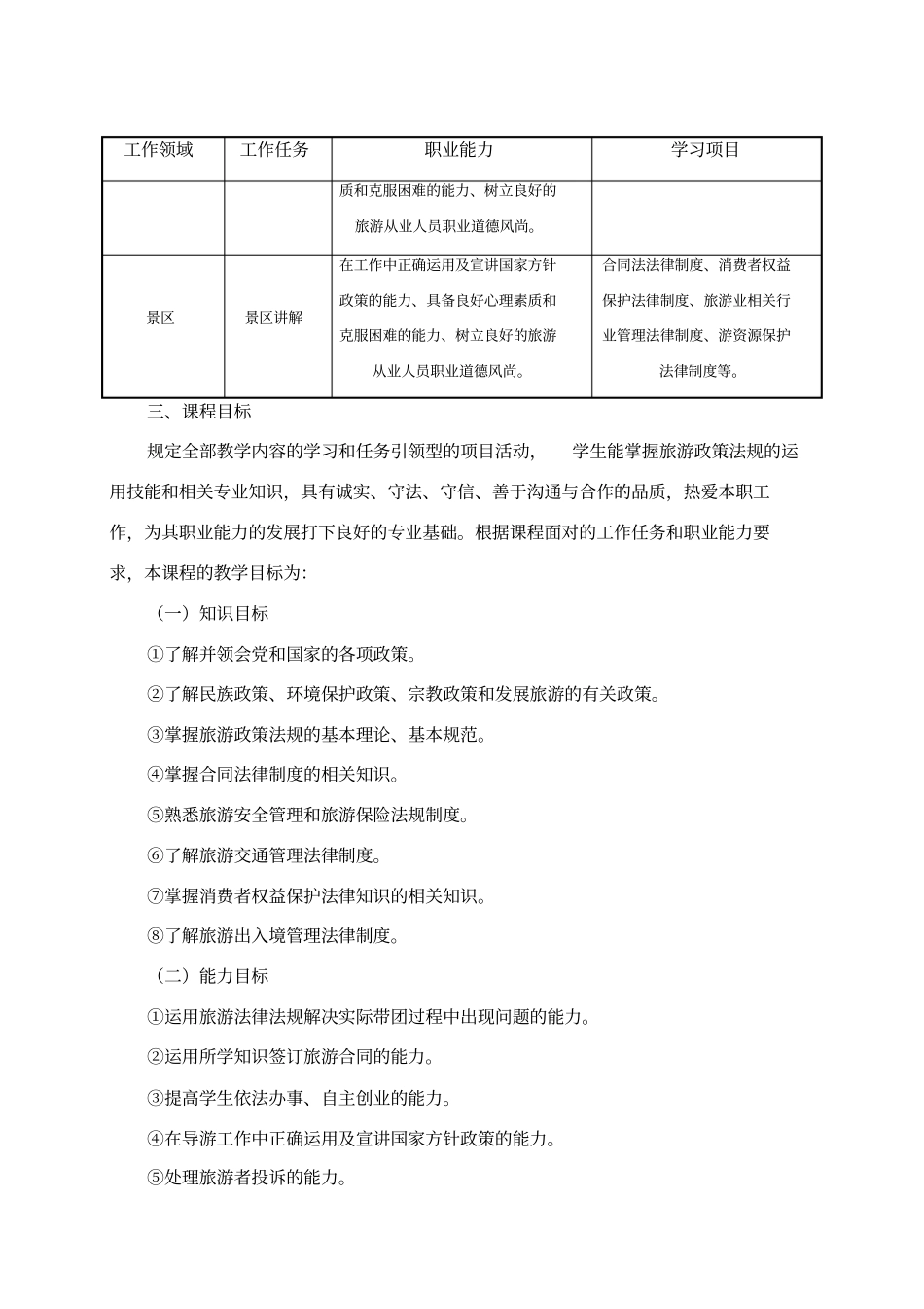 旅游政策与法规课程标准_第2页