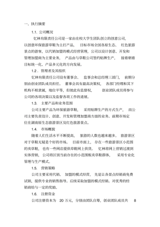 旅游文化产品忆林可行性研究报告