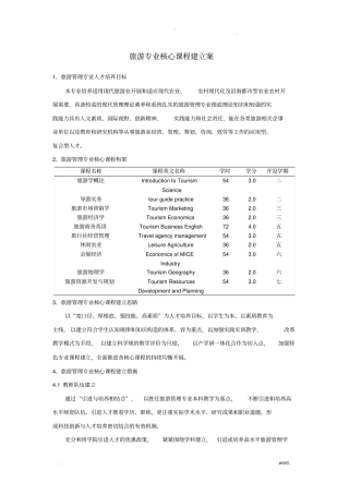 旅游管理专业核心课程建设与方案