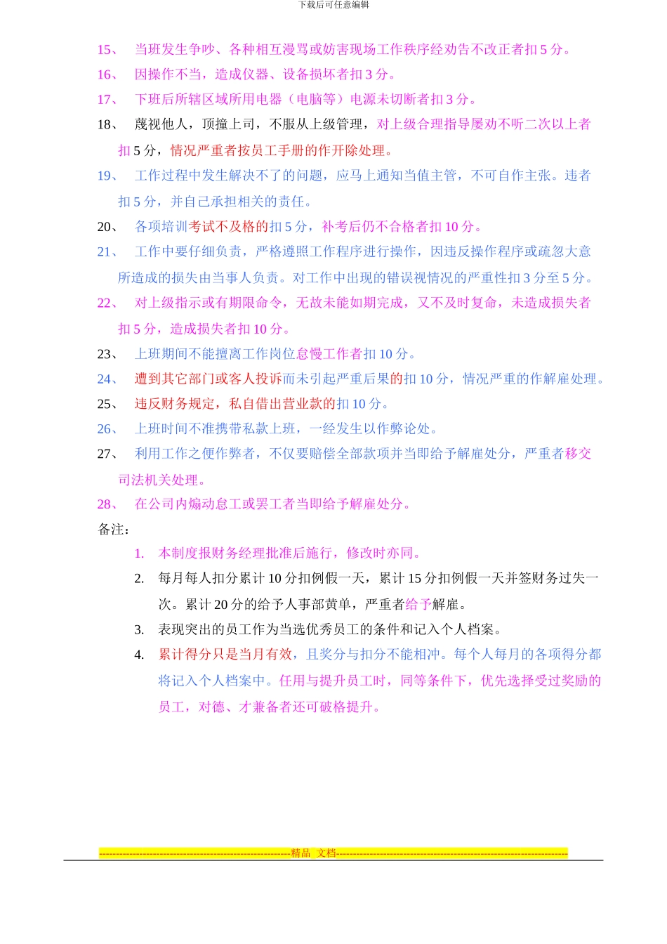 财务收银部员工奖罚制度_第3页