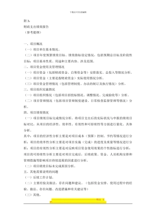 财政支出绩效报告