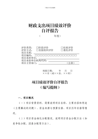 财政支出项目绩效评价自评报告