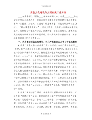 质监文化建设与文明创建工作方案