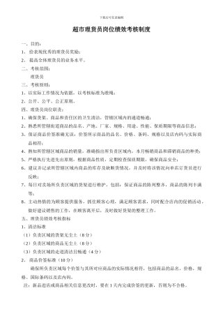超市理货员岗位绩效管理制度