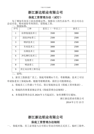 车间保底工资管理办法