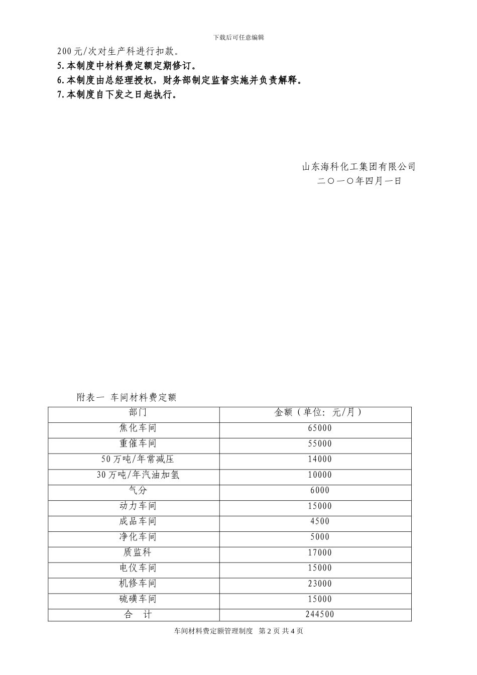 车间材料费定额管理制度_第2页