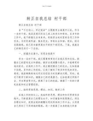 转正自我总结-村干部