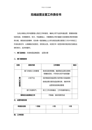 运营主管目标责任书