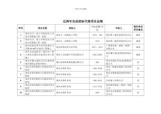 近两年完成招标代理项目业绩