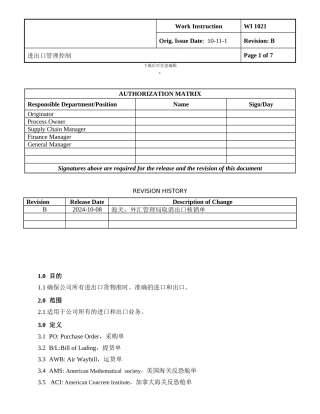进出口管理控制