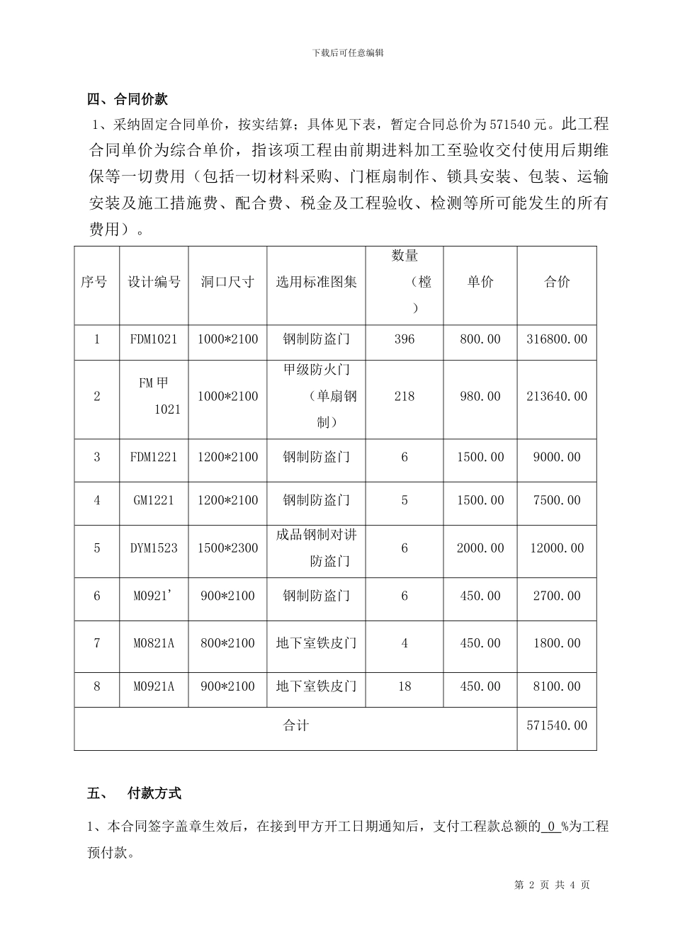 进户防盗安全门制作安装合同_第2页