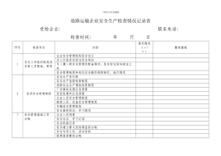 道路运输企业安全生产检查情况记录表