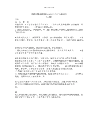 道路运输普通货运企业安全生产达标标准