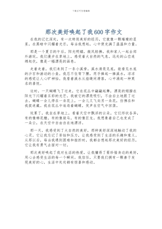 那次美好唤起了我600字作文