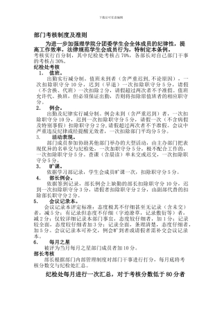 部门考核制度及量化准则