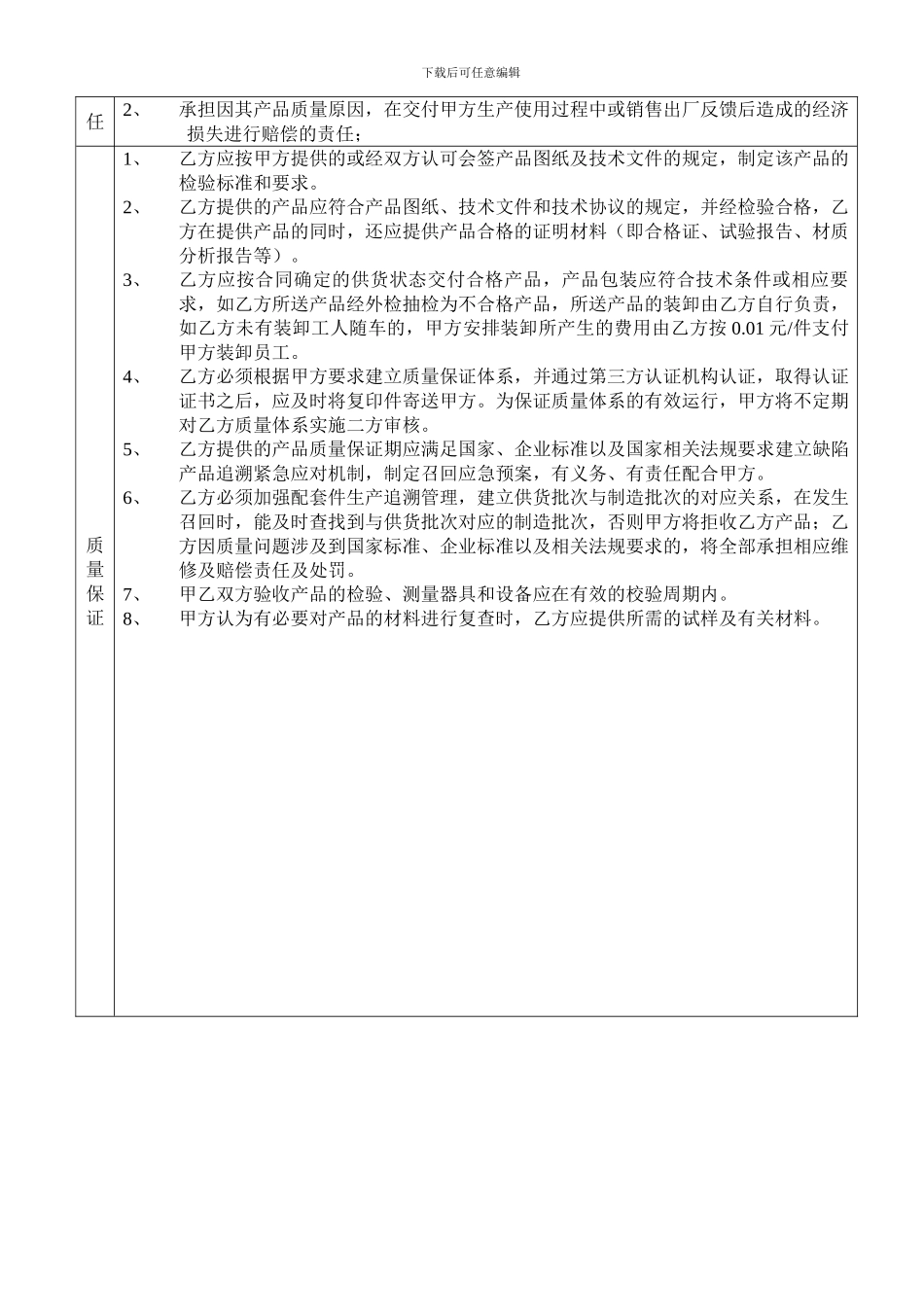 配套产品质量保证协议书_第2页