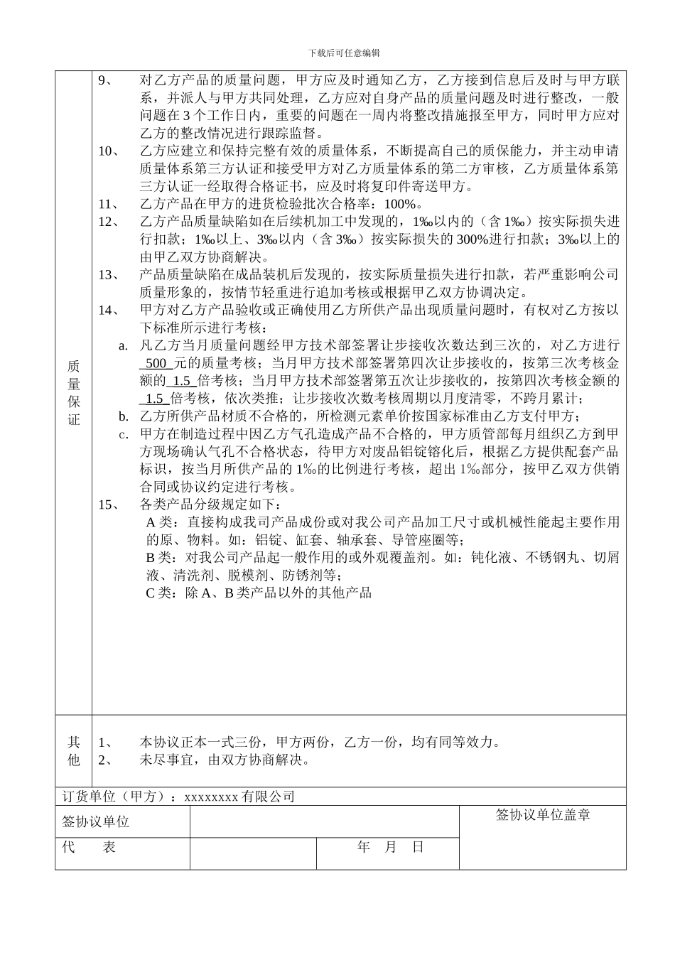 配套产品质量保证协议书_第3页