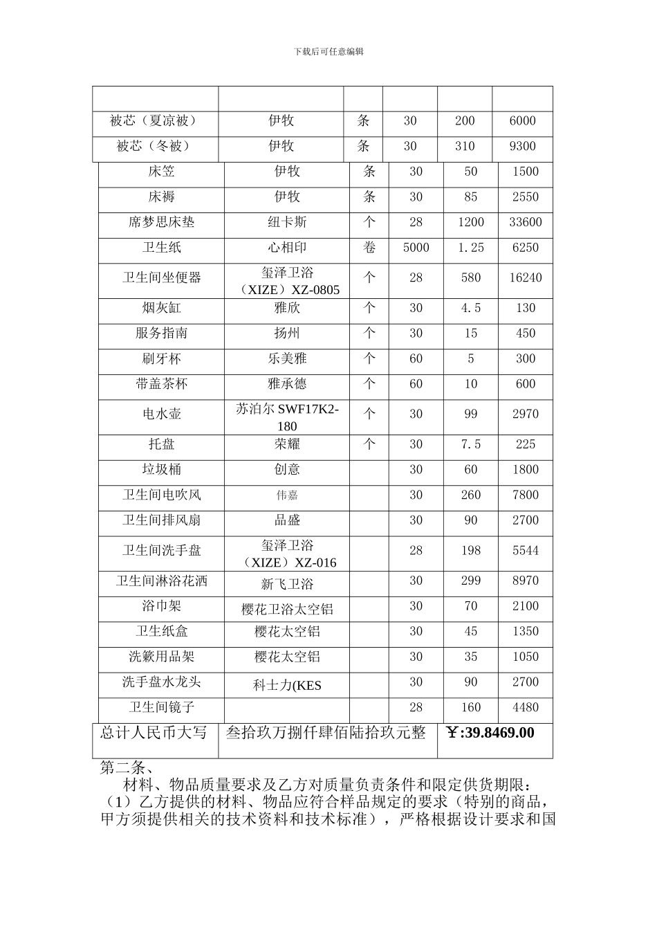 酒店用品供应合同_第2页