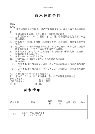 采购合同(绿化苗木---副本